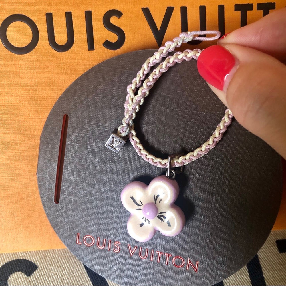 Louis Vuitton Pink Flower Braided Bracelet Authentic.
